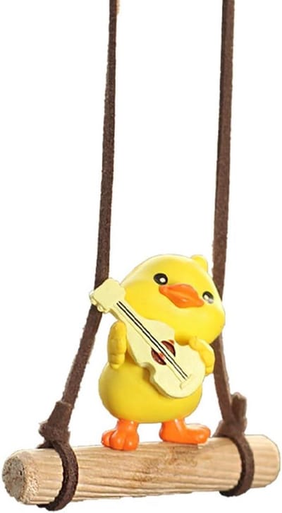 SnelShoppen - Rocking Duck Auto Hanger Achteruitkijkspiegel, Schattige Rockende Eend Pendant, Uniek Auto Accessoire, 5x6cm, Veilig Plastic, Perfect vo