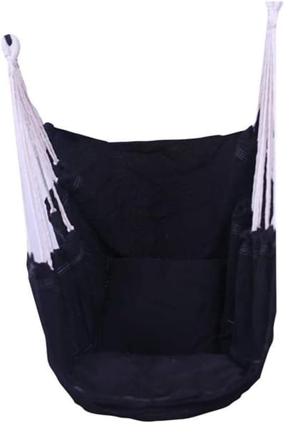 Hangmat Stoel - Hangstoel Swing - Ontspannen Lezen - Zacht Canvas Materiaal - 1 x 1.3m - Zwart