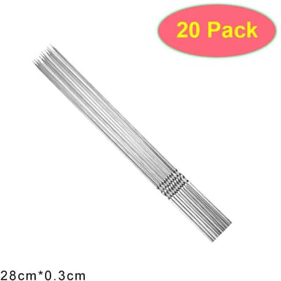 50 Stuks Herbruikbare Roestvrijstalen Barbecue Spies met Houten Handvat BBQ Spiezen Kebab IJzeren Stok voor Outdoor Kamperen Picknick Gereedschap