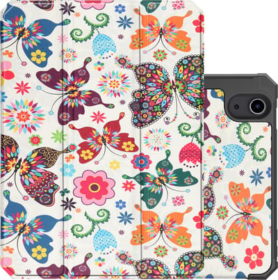 Hoes - Geschikt voor Apple iPad Mini 6 (2021) - 8.3 inch - 6e Generatie - Dun & Stevig - Trifold Bookcase - Hard Cover Case - Met Uitsparing Geschikt voor Apple Pencil - Hardcover Book - Tablet Hoesje - Vlinders