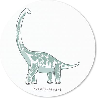 Muismat rond 20x20 cm - Mousepad Kinderkamer - Dinosaurus - Brachiosaurus - Jongen - Meiden - Kinderen - Ronde muismatten
