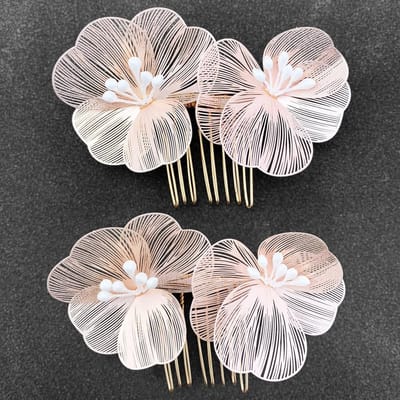 Set van 2 Metalen Bloemen Haarspelden voor Bruid en Feesten
