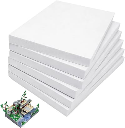 Set van 6 Harde Foamplaten - Hoge Dichtheid Foam voor DIY Modellen, Diorama's en Creatieve Projecten 30 x 20 x 2 cm Wit