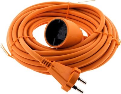 Verlengkabel 16 A HO5VV-F 2 x 15 2P zonder aarde - oranje - 10 m - hoogwaardige kwaliteit