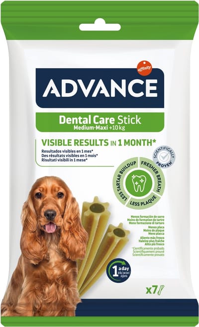 Advance Dental Care Stick - Kauwsnack Honden 10kg+ - 180g, Drievoudige Werking, Frisse Adem