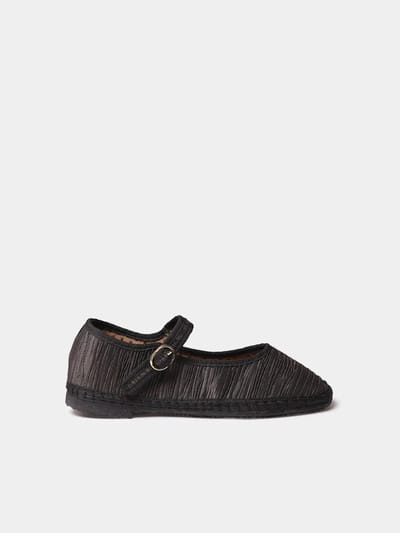 Dames Mary Janes van geplooid materiaal met een platte zool | CAROLINA