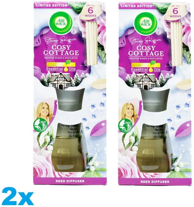 Air Wick Reed Diffuser Cosy Cottage Frosted Roses & Mistletoe – 2 x 42 ml – 2 Stuks