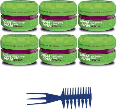NISHMANWAX 05 HAIR STYLING WAX KERATIN 6 STUKS+ STYLING COMB