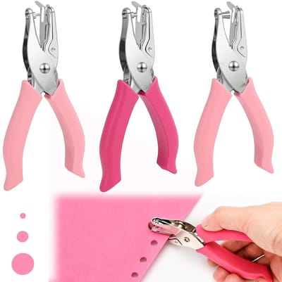 Gatenpons voor papier met verschillende gatdiameters, handmatige perforator voor knutselwerk, 3 stuks, ideaal voor thuis, kantoor en school