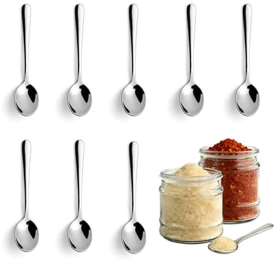 8-delige Mini Lepels voor Kruidenpotjes - Huishoudelijke kruidenlepel - Roestvrij Staal - 7,5 cm - Kinderlepel - ronde kop - Schattige Kleine Schepjes voor Zout en Specerijen