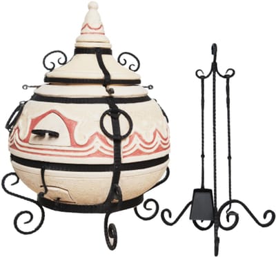 Tandoor Orient – Keramische houtgestookte buitenoven, verticale Kamado voor vlees, groenten en brood – Met 20 XL-spiesen & accessoires – 6,5 cm dikke wanden voor perfecte warmteopslag – 110 cm – 178 kg - 125L *** Met beschermhoes