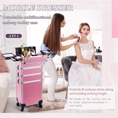 Make-uptrolley - Cosmeticakoffer - Schoonheidsroutine organiseren - 4-in-1 ontwerp - Grote capaciteit - Kleur 2