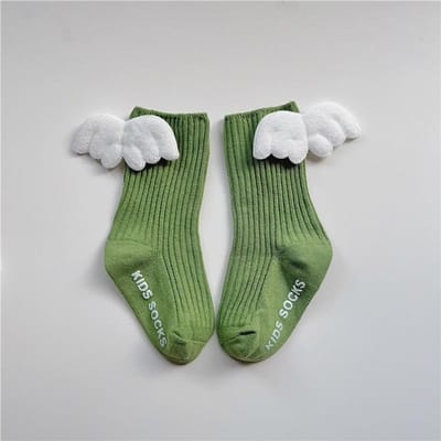 Chaussettes Ailes d'Ange pour Bébés Garçons Filles Coton Courtes pour la Maison Enfant Mignonnes Couleur Bonbon Antidérapantes pour Tout-Petits Nouveau-nés Pour 0-3 Ans 1-3Years(M) vert