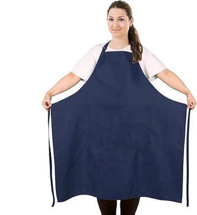 1 stuk - Schort uit één stuk - Chef-kokschort - Werkschort - Professioneel schort - Unisex - Dubbele zakken - Polyester met hoge dichtheid - Geschikt voor koken, werken en bakken - 67*89 cm - Donkerblauw