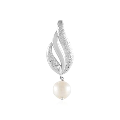 Cavill - Zilveren Hanger Geplatineerd - 925 Sterling Zilver - Witte Zoetwaterkweekparel 7mm - Elegante Ronde Parel - Moderne Dames Sieraden