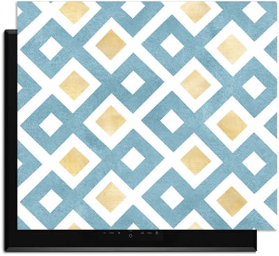 KitchenArt - Diamond Wave Blue - Inductie Beschermer - 52x35 cm - Kookplaat Beschermer - Luxe Afdekplaat Inductieplaat - Anti-slip & Oprolbaar - Beschermmat Inductiekookplaat