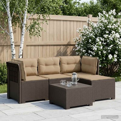 vidaXL - 4-Zitter - Tuin - Sofa - met - Kussens - Rattan - Look - PP - Lichtgrijs