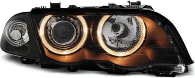 Koplampen dual halo rims BMW E46 04 99-08 01 COUPE CABRIO ANGEL EYES ZWART