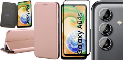 Hoesje geschikt voor Samsung Galaxy A04s / A13 5G - Screenprotector FullGuard & Camera Lens Screen Protector - Book Case Kunstleer ThinShield Roségoud