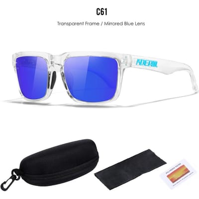 2025 Kdeam Gepolariseerde Zonnebril voor Heren Dames Mode Unisex Merk Trendy Buitenbril Voor Stel Spiegel rode lens With Black Zipperbox blue