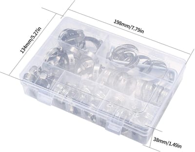Dailygoods- Slangklemmen Set 71 Stuks - Verstelbare Klemmen - Roestvrij Staal 201 - Schroefklemmenset - Opbergdoos - Duurzaam en Corrosiewerend - Klemset