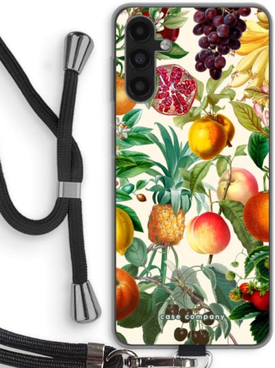 Case Company® - Hoesje met koord geschikt voor Samsung Galaxy A04s hoesje met Koord - Classic Flora - Telefoonhoesje met Zwart Koord - Bescherming aan alle Kanten en Over de Schermrand