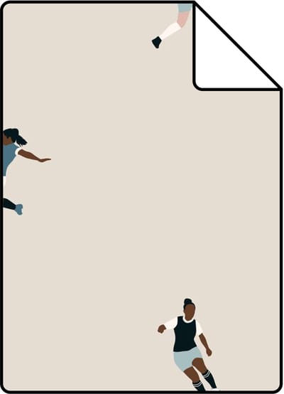 Proefstaal ESTAhome behang voetbalspeelsters beige - 26.5 x 21 cm - 131282-S
