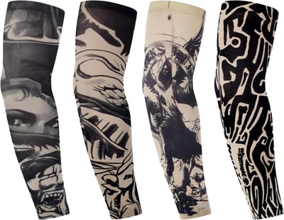 Set van 4 Neppatattoo Mouwtjes voor Heren en Dames - Tijdelijke Tattoo Arm Sleeves voor Halloween en Sportactiviteiten