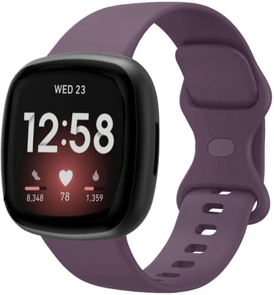Strap-it Smartwatch bandje - siliconen horlogebandje geschikt voor Fitbit Versa 3 / Fitbit Versa 4 / Fitbit Sense / Fitbit Sense 2 - donkerpaars - Maat: Maat L