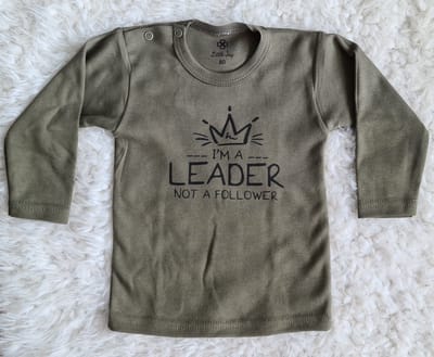 Little Jay I'm a leader not a follower - Leger groen - T-shirt lange mouw