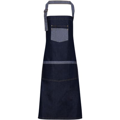 Premier Unisex Domein Contrast Denim Bib Schort (Indigo Denim)