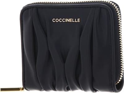 COCCINELLE Leren Portemonnee Metallic Goodie Wallet Smooth Calf Leather Soft Noir Zwart