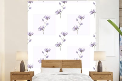 Behang - Fotobehang Bloemen - Paars - Lente - Patronen - Breedte 225 cm x hoogte 280 cm