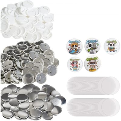 VEVOR Badgepersmachine Accessoires, 58 mm DIY Badgepersmachine Reserveonderdelen 500 stuks Badgepersmachine, Metaal + Kunststof / 250 + 250 stuks met metalen deksel