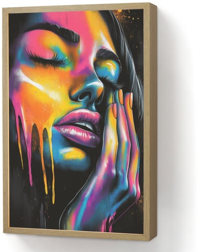 Wandlamp 40x60 cm - Oplaadbaar - Vrouw - Gezicht - Verf - Kunstzinnig - Wandlampen binnen woonkamer - Slaapkamer lamp - Decoratieve nachtlamp - Vloerlamp draadloos