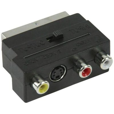 Nedis SCART-Adapter - SCART Male - S-Video Female / 3x RCA Female - Vernikkeld - Schakelbaar - ABS - Zwart - 1 Stuks - Envelop