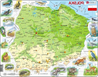 Polen Puzzel - Educatieve Kaart - Geografie Leren - Frame Met Figuurstukken - 61 Stukjes - Multicolor