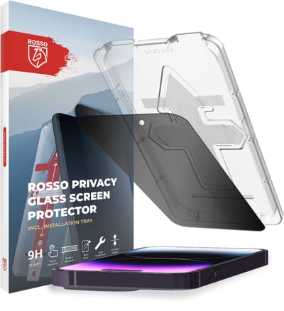 Rosso Privacy Screen Protector Geschikt voor de Apple iPhone 14 Pro - 9H Gehard Glas - Met Installatietray - Case Friendly Tempered Glass - Anti Spy - Eenvoudige Installatie