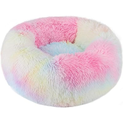 Hondenmand Kattenmand Pluche Kattenmand Gestreept Tie-dye Warme Huisdierbenodigdheden Hondenkussen Mat Diameter 40CM