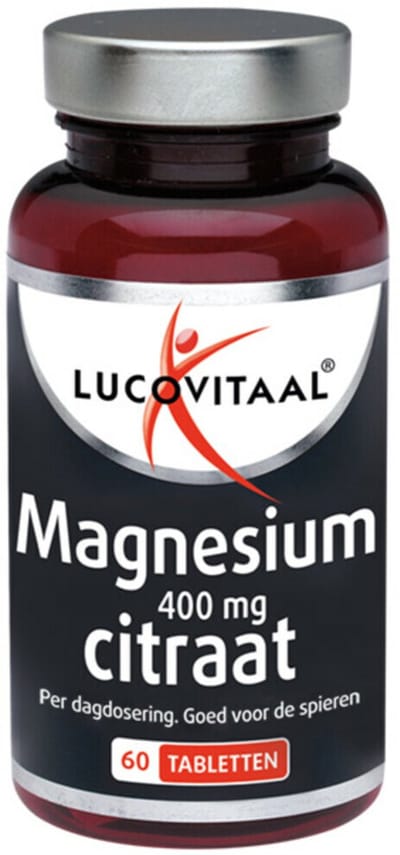 Lucovitaal Magnesium Citraat 400 mg, 60 Tabletten, Voedingssupplement voor Volwassenen, Voor Spieren en Zenuwstelsel