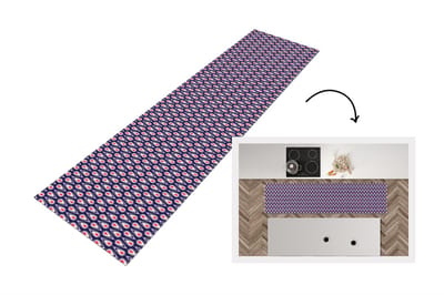 Keukenloper 200x50 cm - Keukenmat vinyl Patronen - Vintage - Blauw - Rood - Keukenmatten loper - Keuken vloerkleed tapijt