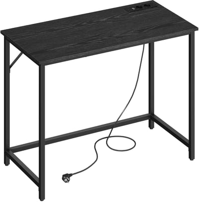 Bealive® Bureau Smart - Met LED-verlichting - Met Stopcontacten ingebouwd - Met Afstandbediening - Verstelbare Voeten - Stijlvol - Zwart - Slim - 50x100x76 cm