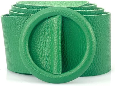 Groene Brede Leren Riem Ronde Gesp - Taille Riem - Leer Leder - Brede Dames Riemen Ceinturen - Groen