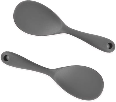 Serveerlepel, Silicone Rijstlepel, Duurzame Rijstkokerschep, Veelzijdige Kooklepel Voor Aardappelpuree, Rijst, Rijstkoker Of Meer (2 Stuks, Grijs)