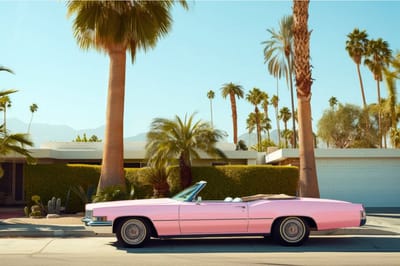 Retro Miami - 150cm x 100cm - Fotokunst op akoestisch schilderij | Wanddecoratie