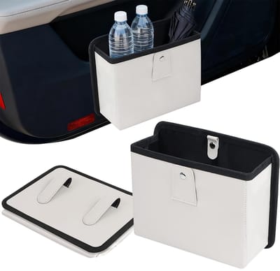Dailygoods - Auto Afvalbak Opvouwbaar Hangende Auto Afvalbak Klein Auto-accessoire Interieur Organizer Crèmekleurige Autostoel Zijorganisator PU Leder Zijtas Auto Organizer voor SUV Vrachtwagen Camper