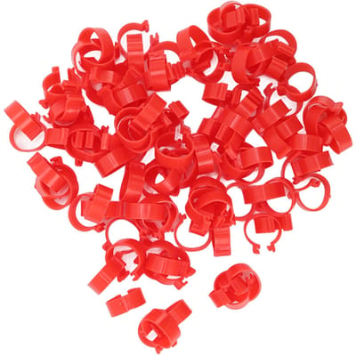 100 pièces Anneaux de pattes de volaille Plastique PP Réutilisables Bandes de pattes pour Poulet Canard Oie pour Identification Rouge 25mm 1po 25mm rouge