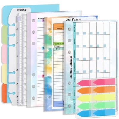 Dailygoods - A6 Refill Bladen - Kleurrijke Planner - Budget Planner voor 6-Ring Map - Perfect voor Organisatie - Agenda en Notities - Geschikt voor Pl...