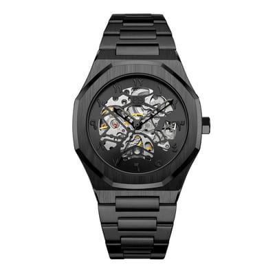 BUGOLINI® VENIVIDI STAAL - 44mm Automatische Luxe Stalen Horloge - Mechanische Horloge RVS - Nacht Zwart