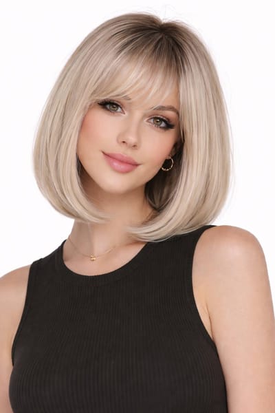 nifkos - Blonde Pruik Blond Bob - Pruiken Dames Kort Haar - Wig - Haarwerk - Wasbaar - 30 cm